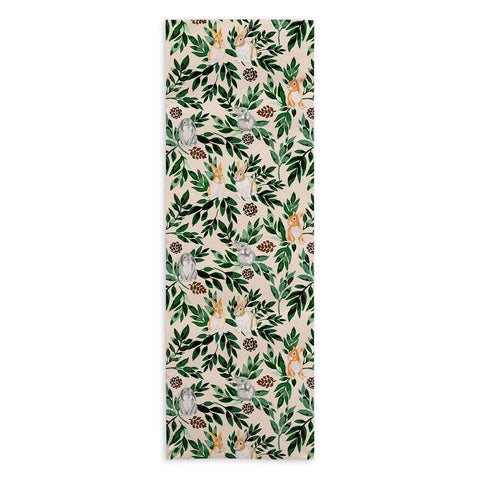 Marta Barragan Camarasa Rabbits in the green forest Yoga Towel