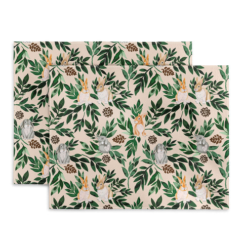 Marta Barragan Camarasa Rabbits in the green forest Placemat
