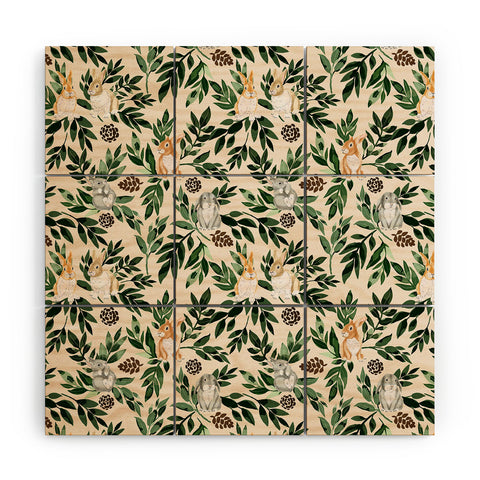 Marta Barragan Camarasa Rabbits in the green forest Wood Wall Mural