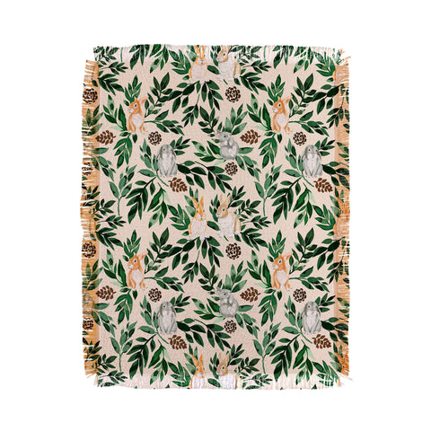 Marta Barragan Camarasa Rabbits in the green forest Throw Blanket