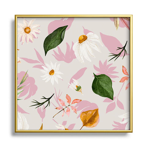 Marta Barragan Camarasa Rain of daisies S Metal Square Framed Art Print
