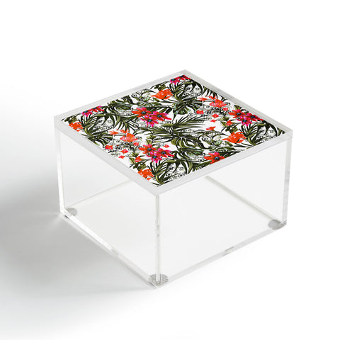 Marta Barragan Camarasa Red floral tropic boho Acrylic Box