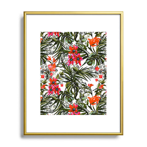 Marta Barragan Camarasa Red floral tropic boho Metal Framed Art Print