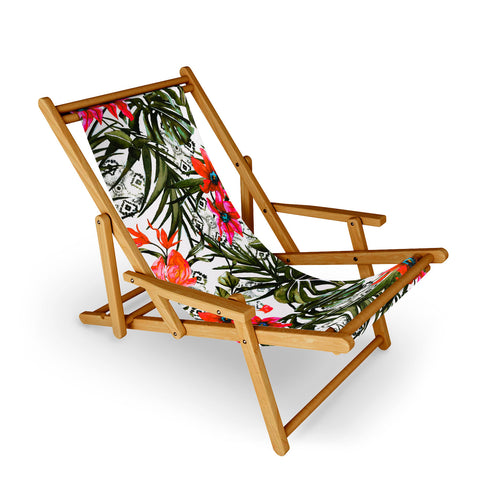 Marta Barragan Camarasa Red floral tropic boho Sling Chair