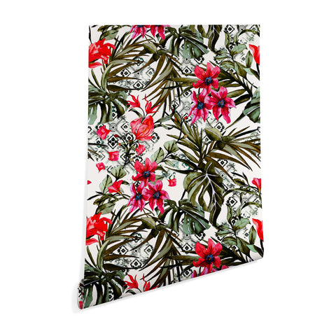 Marta Barragan Camarasa Red floral tropic boho Wallpaper