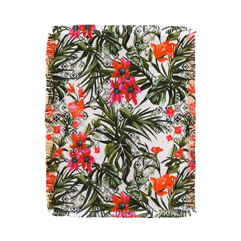 Marta Barragan Camarasa Red floral tropic boho Throw Blanket