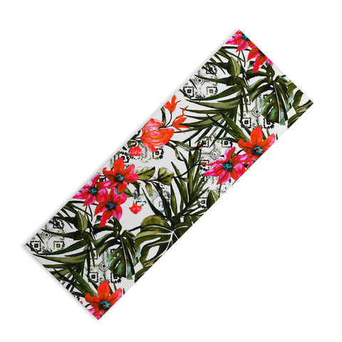 Marta Barragan Camarasa Red floral tropic boho Yoga Mat