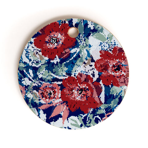 Marta Barragan Camarasa Red flower stained glass Cutting Board Round