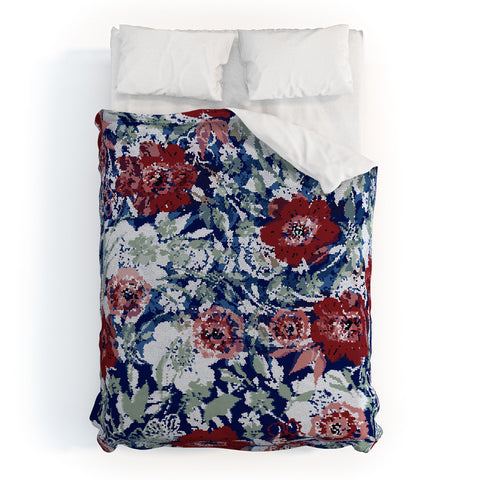 Marta Barragan Camarasa Red flower stained glass Duvet Cover