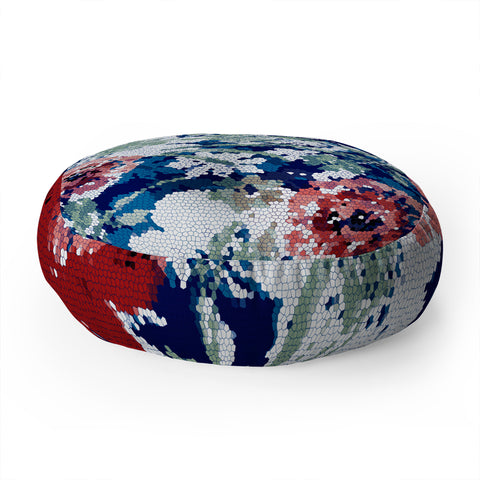 Marta Barragan Camarasa Red flower stained glass Floor Pillow Round