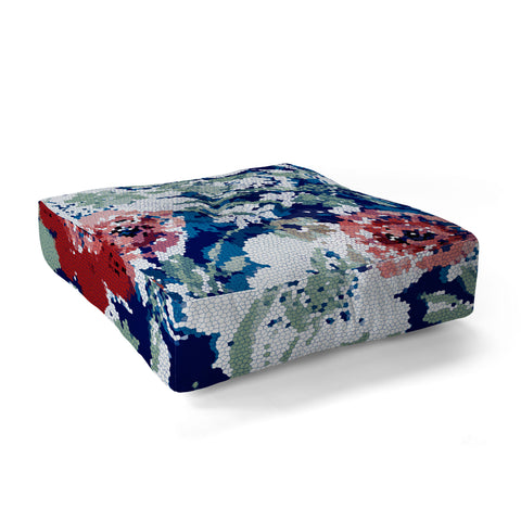 Marta Barragan Camarasa Red flower stained glass Floor Pillow Square