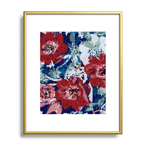 Marta Barragan Camarasa Red flower stained glass Metal Framed Art Print