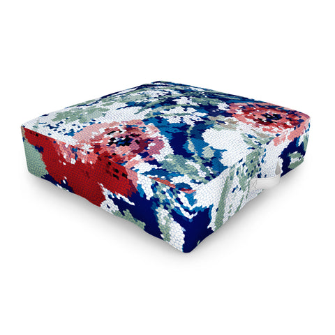 Marta Barragan Camarasa Red flower stained glass Outdoor Floor Cushion