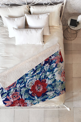 Marta Barragan Camarasa Red flower stained glass Fleece Throw Blanket