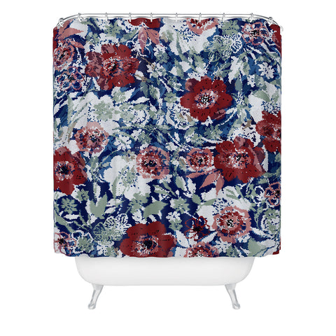 Marta Barragan Camarasa Red flower stained glass Shower Curtain
