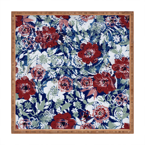 Marta Barragan Camarasa Red flower stained glass Square Tray