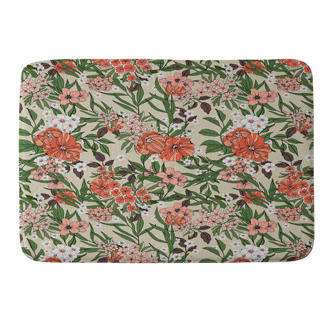 Marta Barragan Camarasa Retro flowery garden 01 Memory Foam Bath Mat