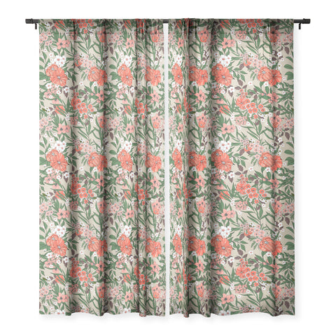 Marta Barragan Camarasa Retro flowery garden 01 Sheer Window Curtain