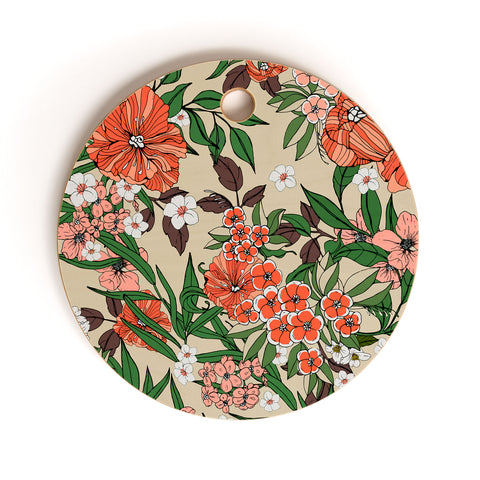 Marta Barragan Camarasa Retro flowery garden 01 Cutting Board Round
