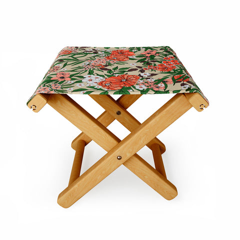 Marta Barragan Camarasa Retro flowery garden 01 Folding Stool