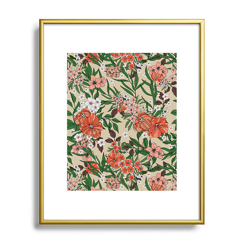 Marta Barragan Camarasa Retro flowery garden 01 Metal Framed Art Print
