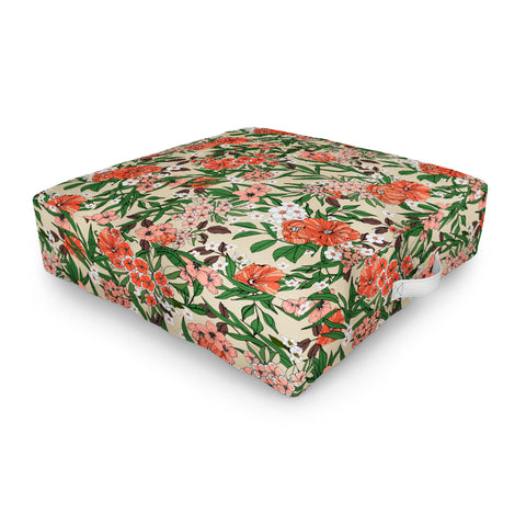 Marta Barragan Camarasa Retro flowery garden 01 Outdoor Floor Cushion
