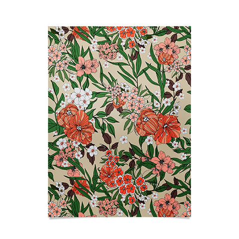 Marta Barragan Camarasa Retro flowery garden 01 Poster