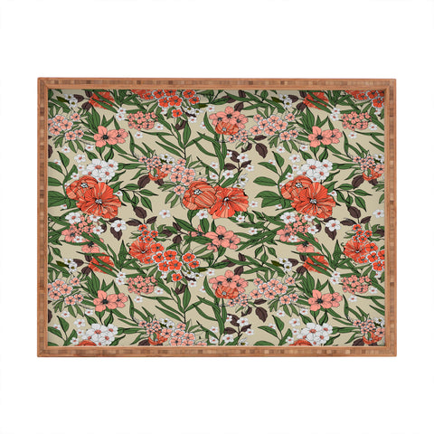 Marta Barragan Camarasa Retro flowery garden 01 Rectangular Tray