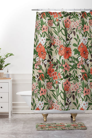 Marta Barragan Camarasa Retro flowery garden 01 Shower Curtain And Mat