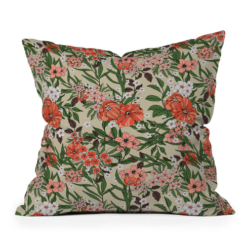 Marta Barragan Camarasa Retro flowery garden 01 Throw Pillow