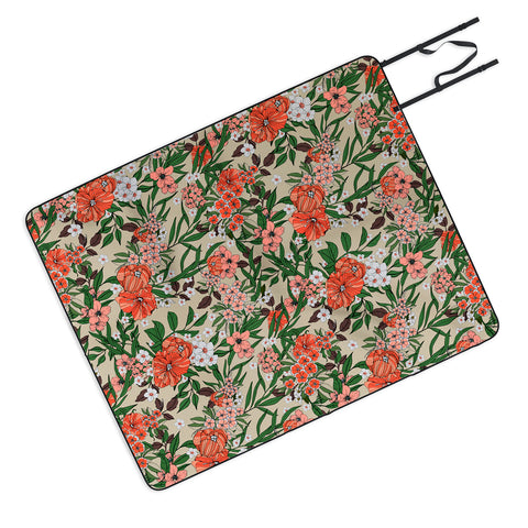 Marta Barragan Camarasa Retro flowery garden 01 Picnic Blanket