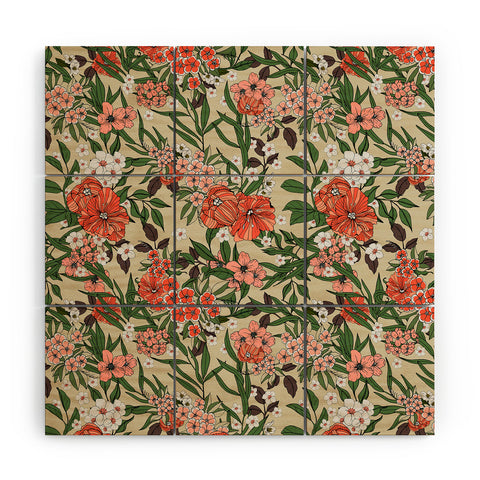 Marta Barragan Camarasa Retro flowery garden 01 Wood Wall Mural