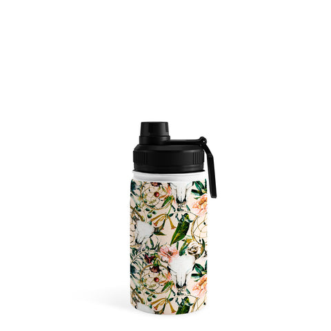 Marta Barragan Camarasa Romantic boho floral skull I Water Bottle