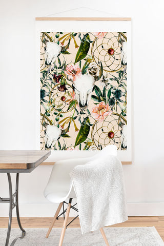 Marta Barragan Camarasa Romantic boho floral skull I Art Print And Hanger