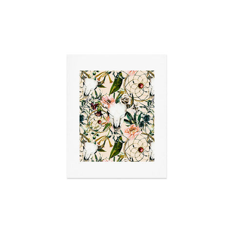 Marta Barragan Camarasa Romantic boho floral skull I Art Print