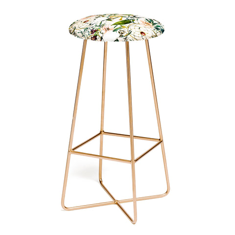 Marta Barragan Camarasa Romantic boho floral skull I Bar Stool