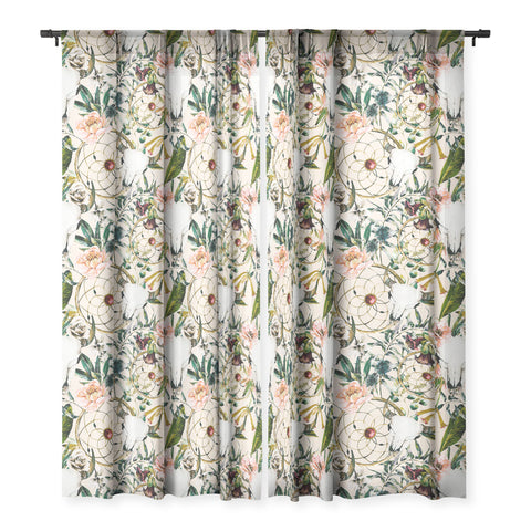 Marta Barragan Camarasa Romantic boho floral skull I Sheer Window Curtain