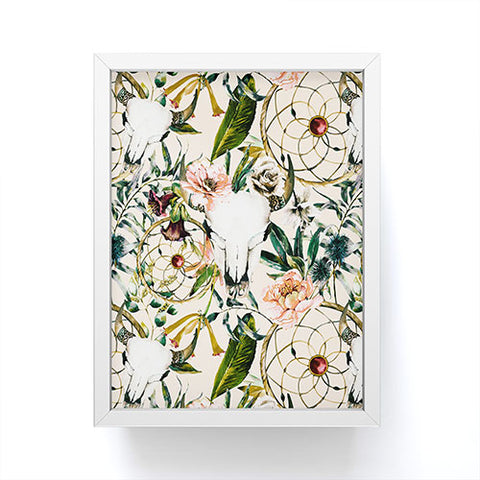 Marta Barragan Camarasa Romantic boho floral skull I Framed Mini Art Print
