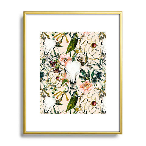 Marta Barragan Camarasa Romantic boho floral skull I Metal Framed Art Print
