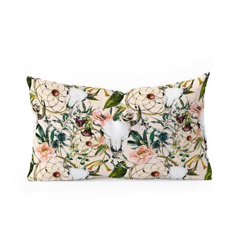 Marta Barragan Camarasa Romantic boho floral skull I Oblong Throw Pillow