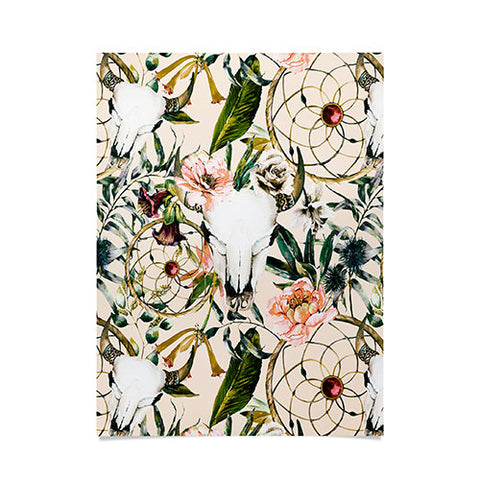 Marta Barragan Camarasa Romantic boho floral skull I Poster