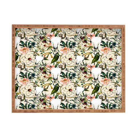 Marta Barragan Camarasa Romantic boho floral skull I Rectangular Tray