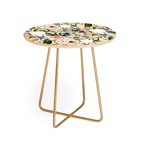 Marta Barragan Camarasa Romantic boho floral skull I Round Side Table