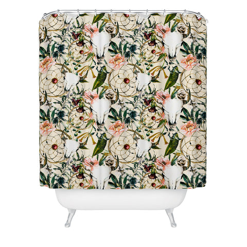 Marta Barragan Camarasa Romantic boho floral skull I Shower Curtain