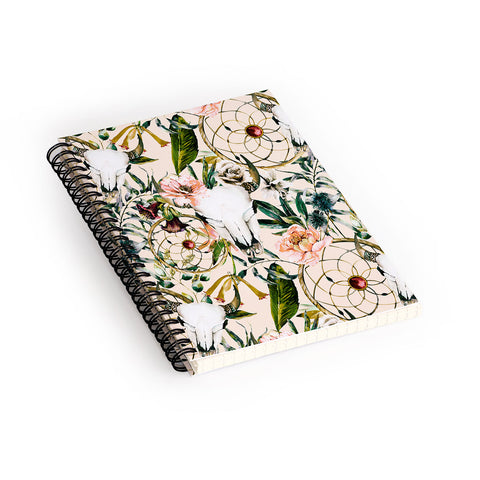 Marta Barragan Camarasa Romantic boho floral skull I Spiral Notebook