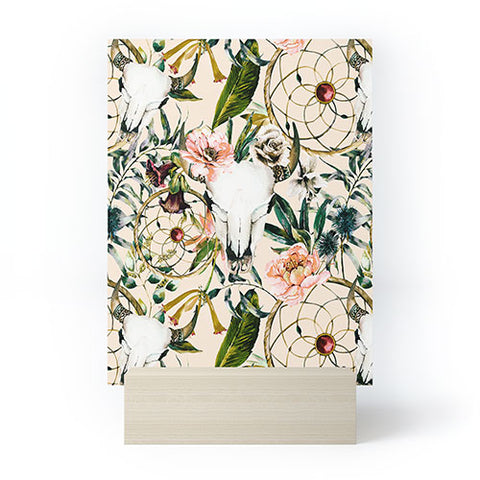 Marta Barragan Camarasa Romantic boho floral skull I Mini Art Print