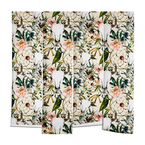 Marta Barragan Camarasa Romantic boho floral skull I Wall Mural