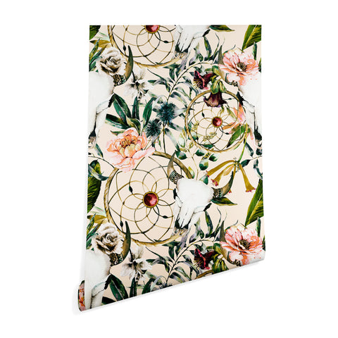 Marta Barragan Camarasa Romantic boho floral skull I Wallpaper