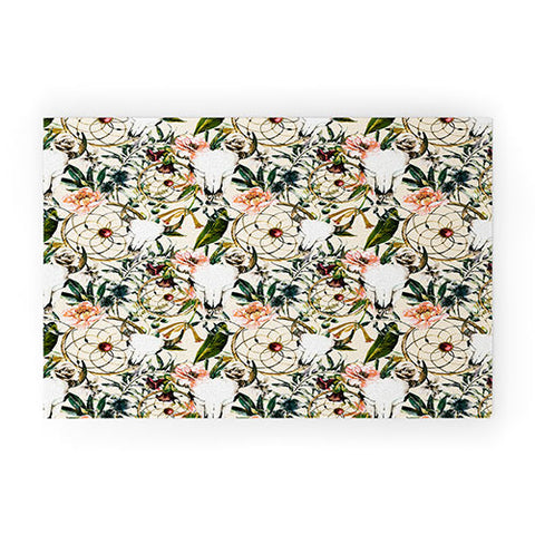 Marta Barragan Camarasa Romantic boho floral skull I Welcome Mat