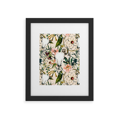 Marta Barragan Camarasa Romantic boho floral skull I Framed Art Print